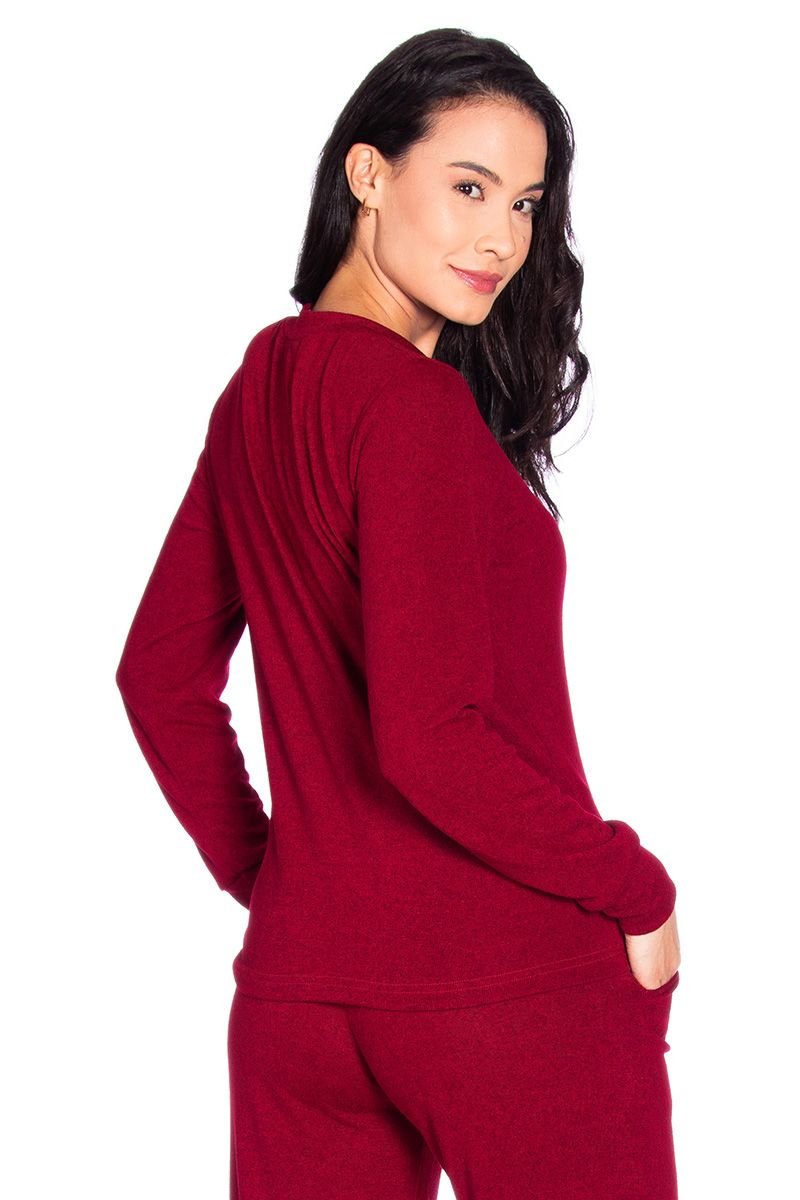 Blusa com Decote V Tricô