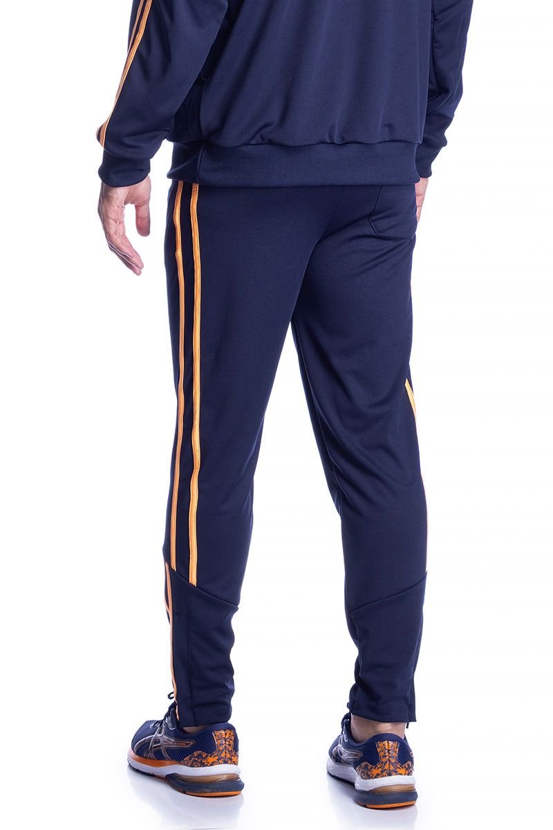 Calça de Treino Masculina Bicolor com Faixa Lateral e Zíper
