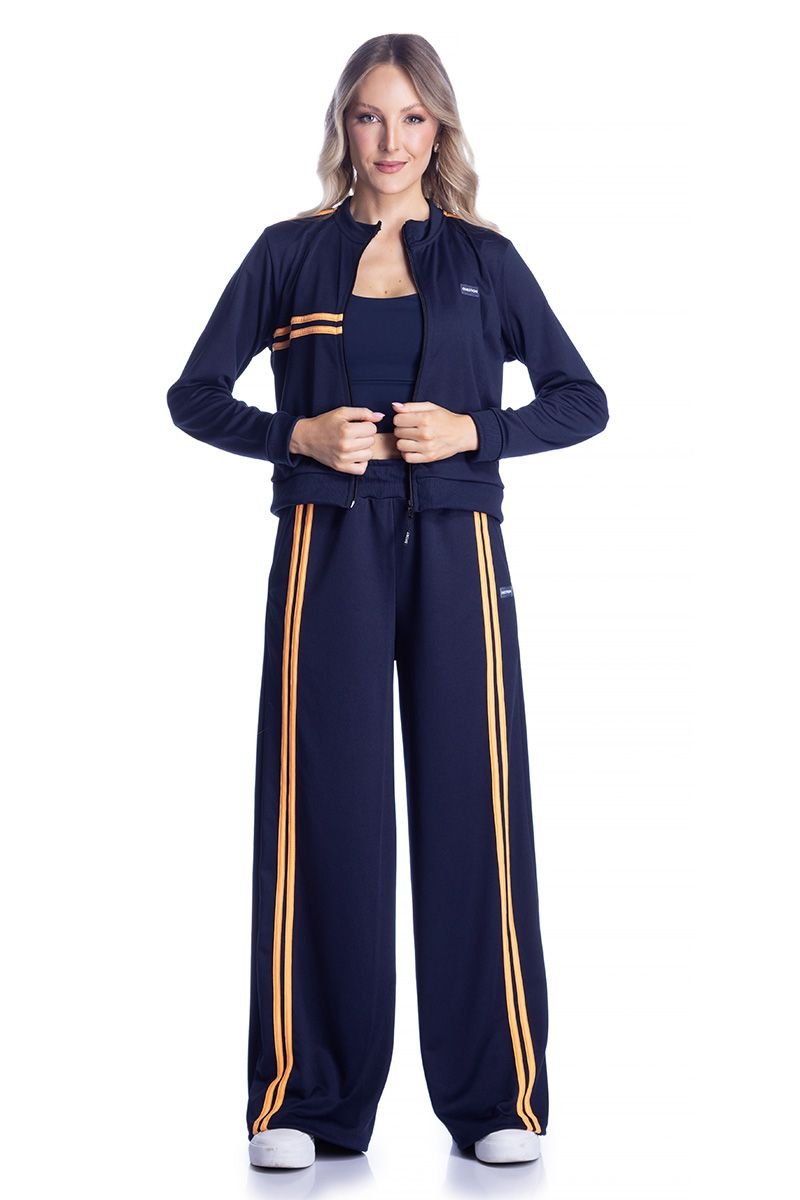 Calça Pantalona Esportiva com Listras Laterais