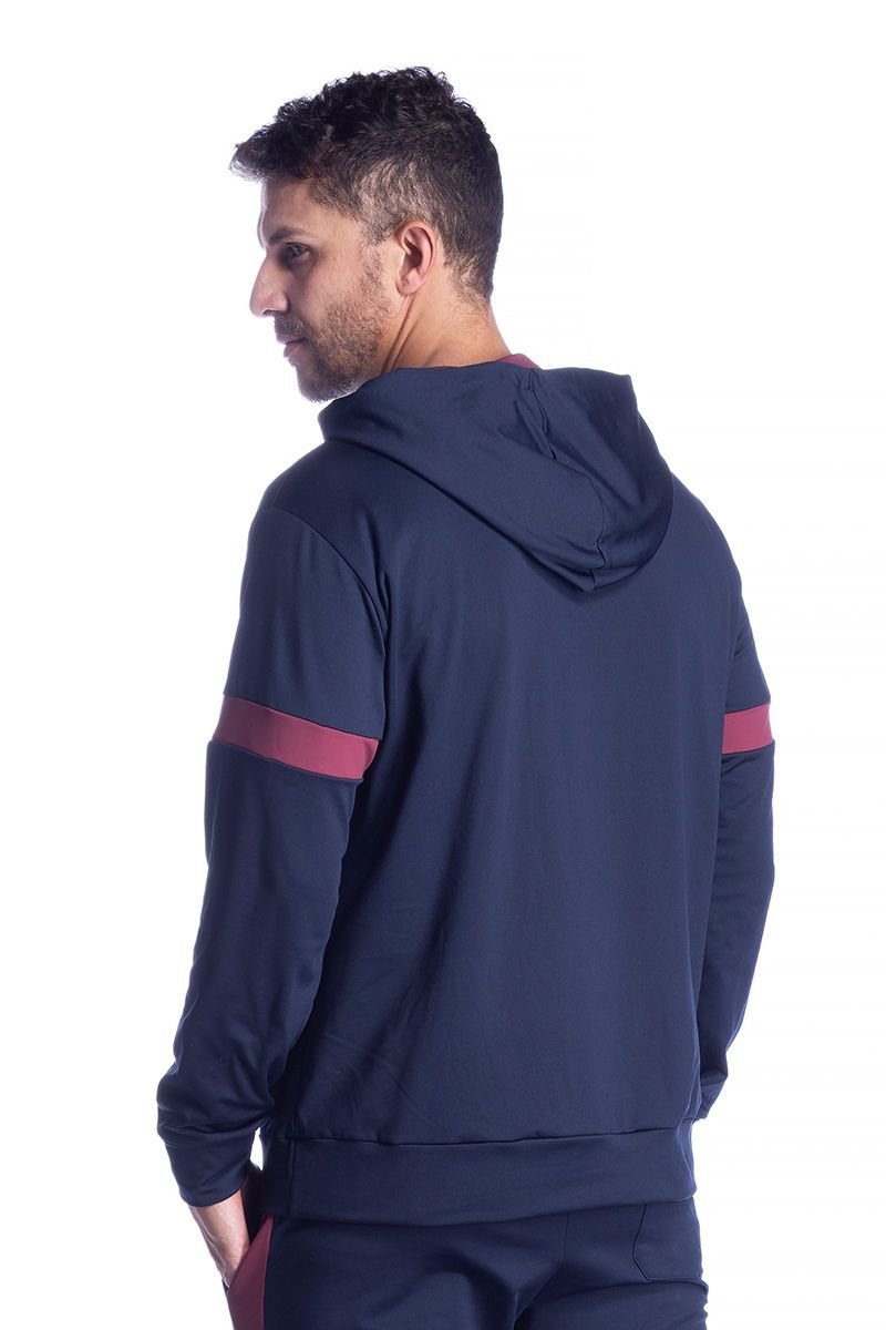 Casaco Térmico Masculino com Capuz, Bolso e Detalhes Contrastantes Question