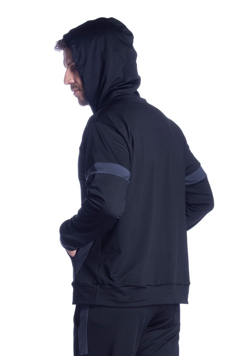 Casaco Térmico Masculino com Capuz, Bolso e Detalhes Contrastantes Question
