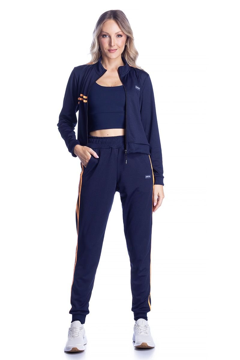 Jogger Bicolor Esportiva Feminina com Faixa Lateral