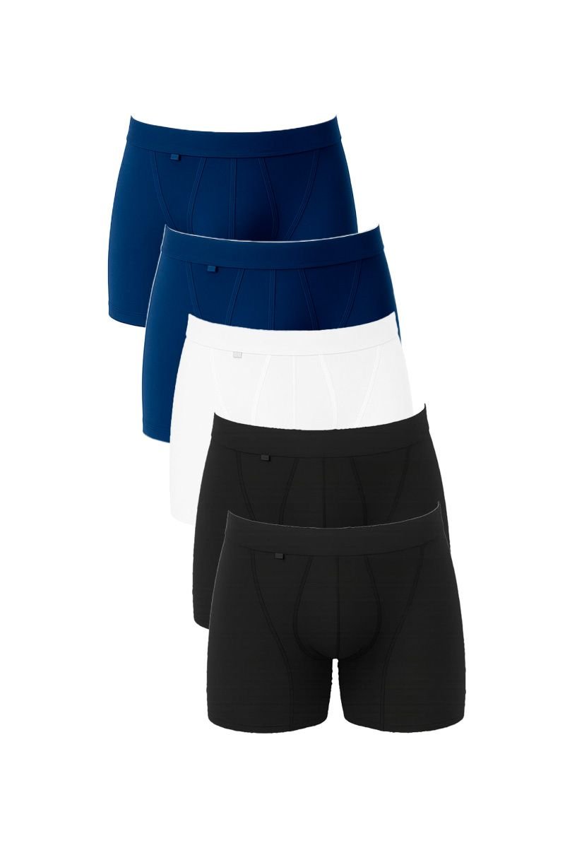 Kit de 5 Cuecas Boxer Longas em Dry Fit