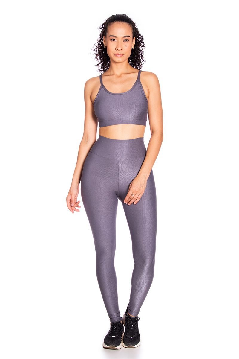 Legging em Tecido Canelado com Bolso