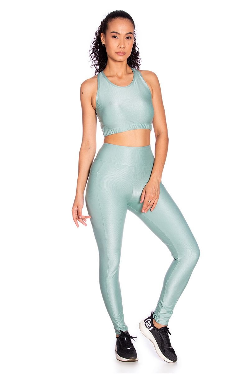 Legging em Tecido Canelado e com Bolso