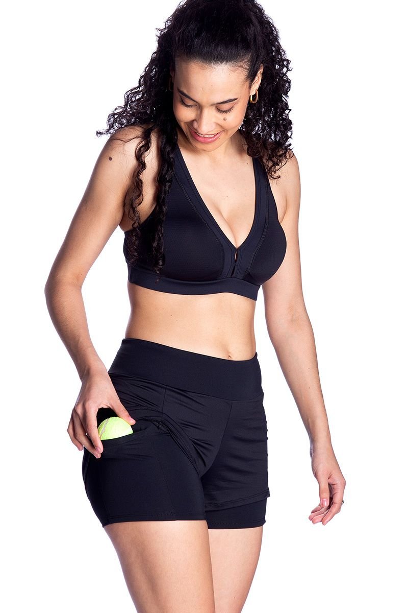 Short Duplo em Poliamida com Bolso