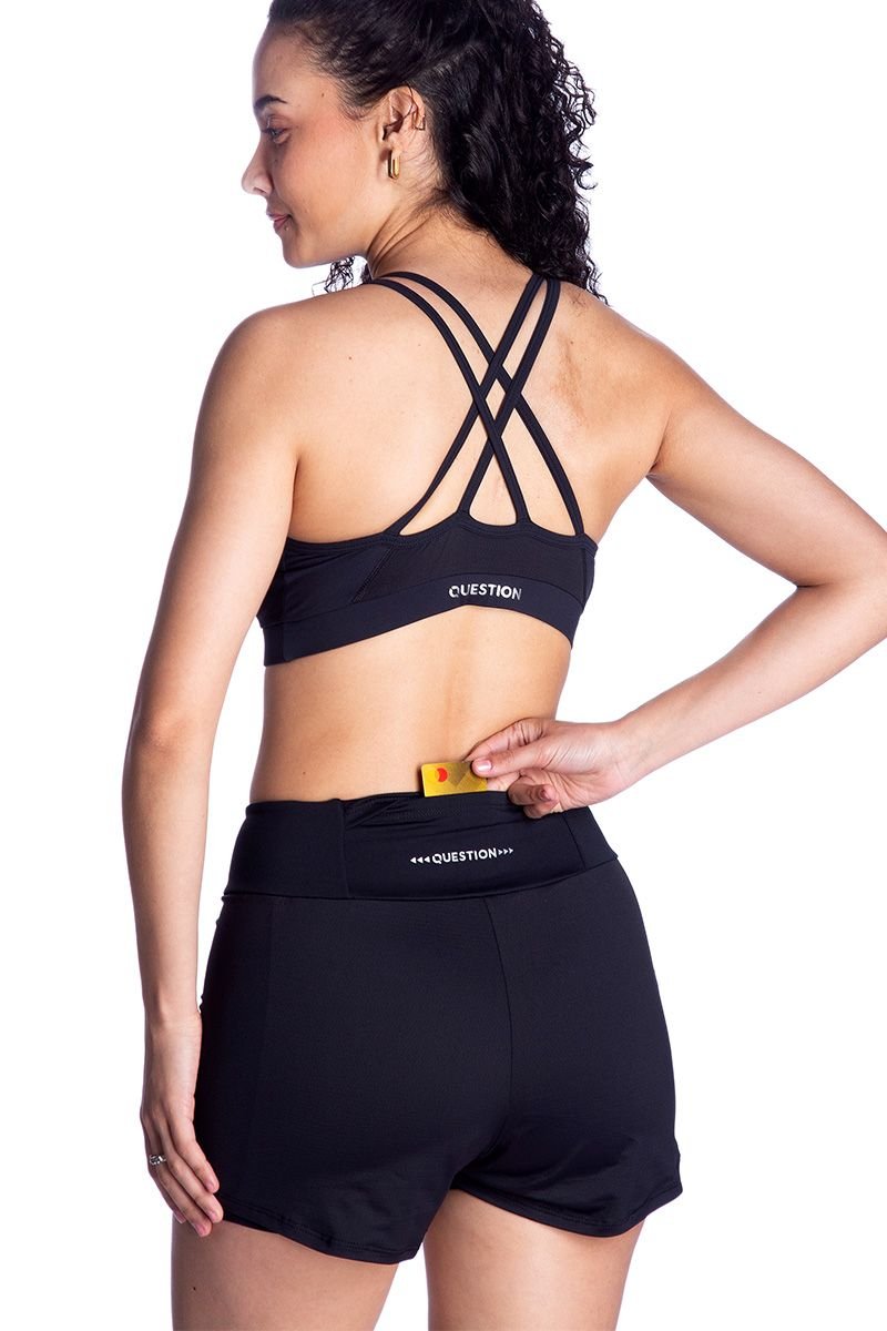 Short Duplo em Poliamida com Bolso